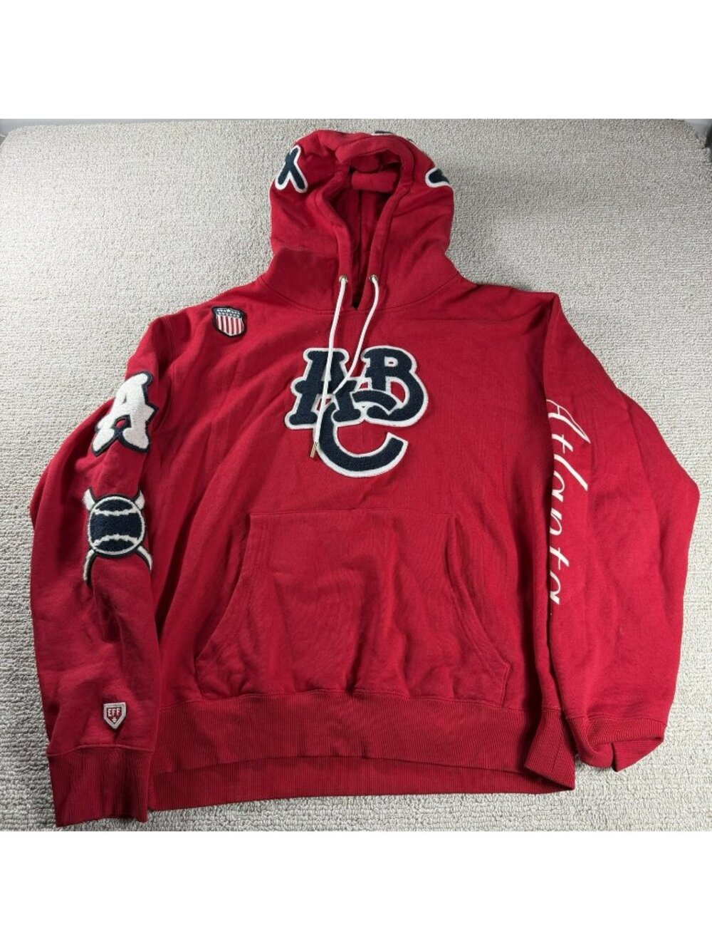 Ebbets Field Flannels Atlanta Black Crackers Hoodie Red Men’s Size XXL